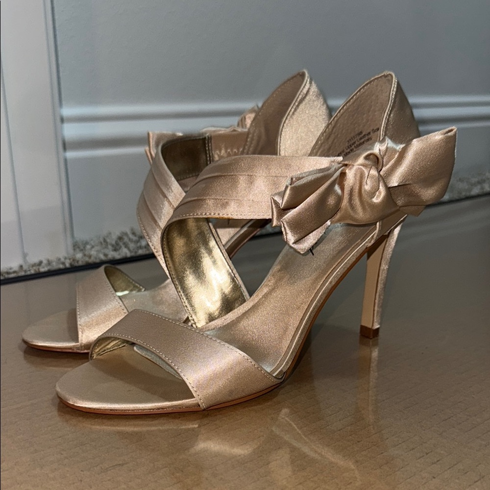 Lulu Townsend Champagne Satin Heels